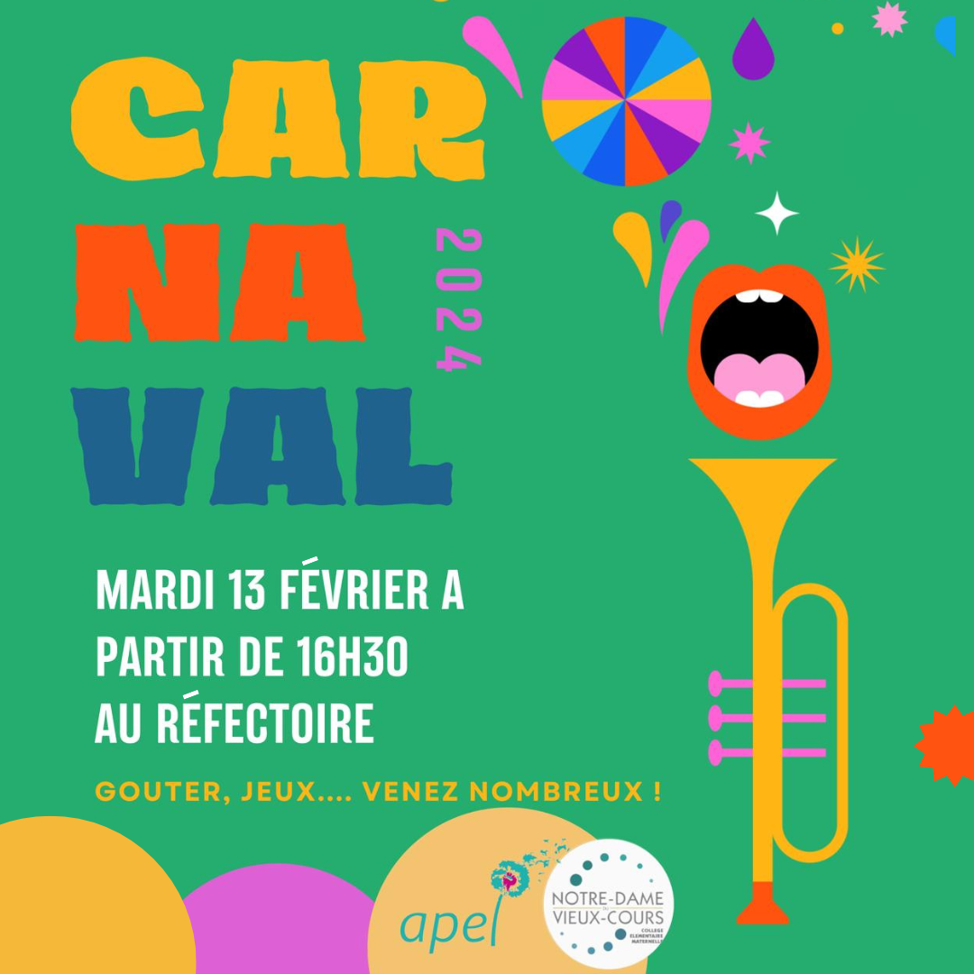 affiche du carnaval de l'ensemble scolaire notre-dame du vieux cours